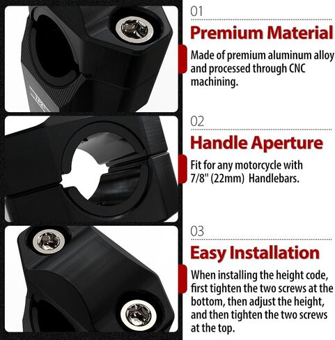 1PZ BB2-CD1 Pivoting Handlebar Clamp Risers Replacement for Universal Motorcycle 2" Raise Clamps for 7/8" or 1 1/8" Handlebars Mount To 7/8" Stem Clamp in Saudi Arabia