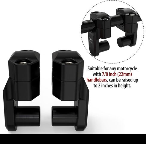 1PZ BB2-CD1 Pivoting Handlebar Clamp Risers Replacement for Universal Motorcycle 2" Raise Clamps for 7/8" or 1 1/8" Handlebars Mount To 7/8" Stem Clamp in Saudi Arabia