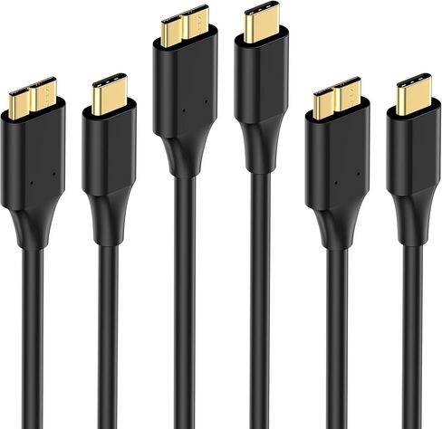 كيبل هارد سي 3.1 بطول 2 قدم (3 عبوات)، كيبل شاحن مايكرو USB الى USB C 3.1، مقابس مطلية بالذهب، سرعة عالية 10 جيجابت في الثانية، متوافق مع سامسونج جالكسي اس 23 اس 22 اس 21 واي ماك برو وماك بوك برو/اير in Saudi Arabia