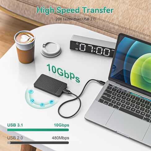 كيبل هارد سي 3.1 بطول 2 قدم (3 عبوات)، كيبل شاحن مايكرو USB الى USB C 3.1، مقابس مطلية بالذهب، سرعة عالية 10 جيجابت في الثانية، متوافق مع سامسونج جالكسي اس 23 اس 22 اس 21 واي ماك برو وماك بوك برو/اير in Saudi Arabia