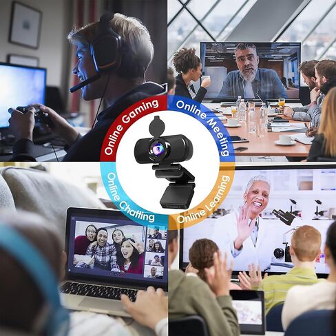 Nertpow 1080P Webcam, NP HD PC Webcam USB Computer Camera Built-in Microphone, Flexible Rotatable Clip, for Laptops, Desktop and Gaming, Black… in Kuwait