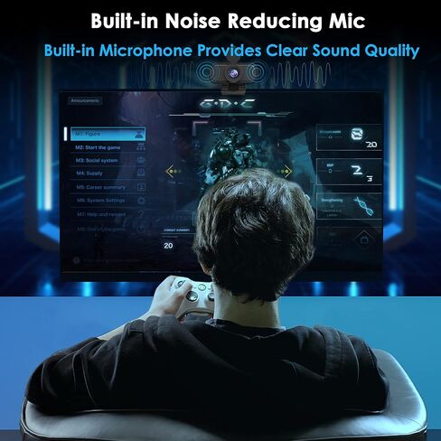 Nertpow 1080P Webcam, NP HD PC Webcam USB Computer Camera Built-in Microphone, Flexible Rotatable Clip, for Laptops, Desktop and Gaming, Black… in Kuwait