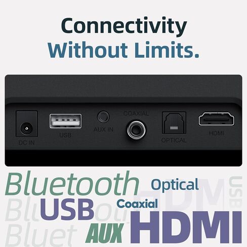 ELECTCOM PRO 18 inch Sound Bar for TV | HDMI, Bluetooth, AUX, RCA, Optical, Coaxial, USB | Compact Home Audio Speaker with 4 EQ Modes | Small Soundbar for TV/PC/Laptops/Tablets/Projectors in Kuwait