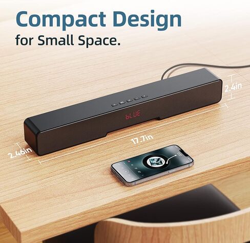 ELECTCOM PRO 18 inch Sound Bar for TV | HDMI, Bluetooth, AUX, RCA, Optical, Coaxial, USB | Compact Home Audio Speaker with 4 EQ Modes | Small Soundbar for TV/PC/Laptops/Tablets/Projectors in Kuwait