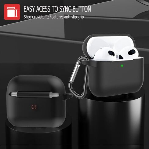 حافظة Coffea for AirPods 3، غطاء حماية من السيليكون مع سلسلة مفاتيح لأجهزة Apple AirPods الجيل الثالث 2021، [مسجلة ببراءة اختراع أمريكية] بورجوندي in Kuwait