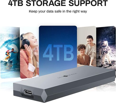 M.2 Enclosure ['Tough Guy' Quality], Solid Aluminium Alloy Case for B-Key SATA SSD, SETMSPACE Screw Fixed M.2 SSD Enclosure with USB C/A Cable, External M.2 Enclosure for 2230/2242/2260/2280-Grey in Saudi Arabia