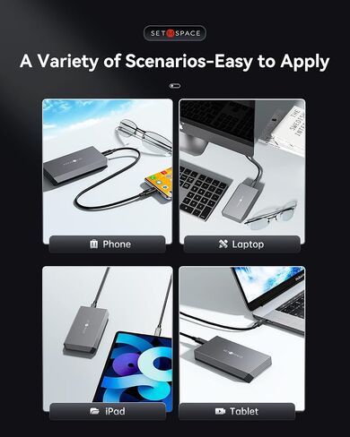 M.2 Enclosure ['Tough Guy' Quality], Solid Aluminium Alloy Case for B-Key SATA SSD, SETMSPACE Screw Fixed M.2 SSD Enclosure with USB C/A Cable, External M.2 Enclosure for 2230/2242/2260/2280-Grey in Saudi Arabia
