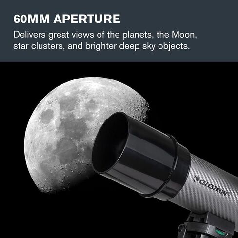 Celestron – 60mm Travel Scope DX – Ideal Portable Refractor Telescope for Beginners – Fully Coated Glass Optics – BONUS Astronomy Software Package – Includes Smartphone Adapter for Digiscoping in Saudi Arabia