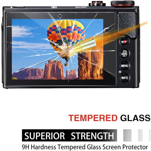 (Pack of 3) Compatible Canon Eos M50 M6D M100 LCD Screen Protector, AKWOX 9H Hardness 0.33mm Camera Tempered Glass Film for Canon EOS M100, EOS M6, M50, PowerShot G9 X Mark II, G7 X Mark II, G5 X, G9 in Saudi Arabia