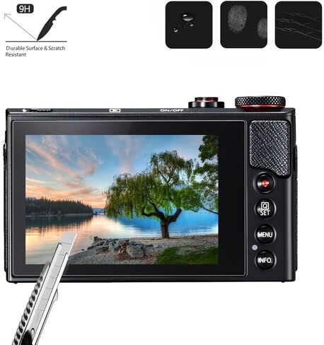 (Pack of 3) Compatible Canon Eos M50 M6D M100 LCD Screen Protector, AKWOX 9H Hardness 0.33mm Camera Tempered Glass Film for Canon EOS M100, EOS M6, M50, PowerShot G9 X Mark II, G7 X Mark II, G5 X, G9 in Saudi Arabia