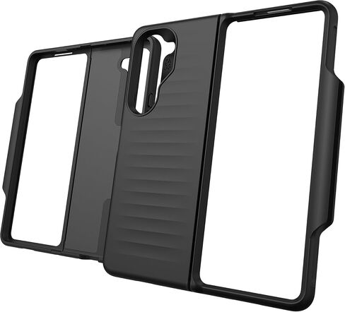 حافظة هاتف ZAGG Bridgetown لهاتف Galaxy Z Fold حماية من السقوط بطول 5-10 أقدام، معززة بالجرافين، تصميم مفصلي، نحيف، خفيف الوزن، متوافق مع الشحن اللاسلكي، أسود in Kuwait