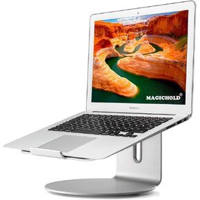 جهاز كمبيوتر محمول بتصميم مريح من MagicHold/متوافق مع جهاز MacBook (11-17 بوصة) حامل/حامل من الألومنيوم مع دوارات سفلية/دوران (فضي) in Kuwait
