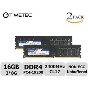 Timetec 32GB KIT(2x16GB) DDR4 2400MHz PC4-19200 Non-ECC Unbuffered 1.2V CL17 2Rx8 Dual Rank 288 Pin UDIMM كمبيوتر سطح المكتب ذاكرة الوصول العشوائي وحدة ترقية (مجموعة 32 جيجابايت (2x16 جيجابايت)) in Kuwait