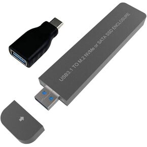 حاوية MIJOBS ألومنيوم M.2 NVME/SATA SSD خارجية 10 جيجابت في الثانية، USB 3.1 Gen 2 Type C (10 جيجابت في الثانية) إلى NVME PCI-E M-Key/SATA PCI-E M-Key ينطبق على الحجم 2242/2260/2280 in Kuwait