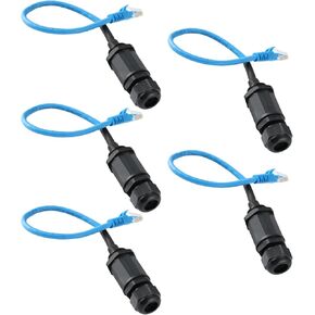 ANMBEST 5PCS M22 Waterproof Ethernet Cat6 RJ45 Connector IP67 Outdoor LAN Coupler Adapter Male to Female with 25mm Cable in Kuwait