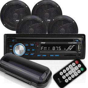Pyle PLCDBT95MRB Bluetooth Marine Stereo Radio Receiver & Waterproof (4) 6.5'' Speaker Kit, CD Player in Saudi Arabia