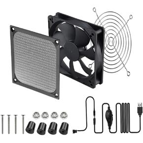 مروحة هيكل 120 مم، طاقة USB 5 فولت مع وحدة تحكم في السرعة، مروحة تبريد، ضوضاء منخفضة، فلتر غبار، محرك هادئ، 1700 دورة في الدقيقة in Kuwait