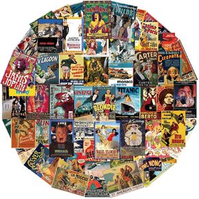 100 pcs Vintage Posters Nostalgic Vinyl Skateboard Cool Retro Stickers no Repeat Notebook Guitar Trolley case Waterproof car Graffiti Stickers in Kuwait