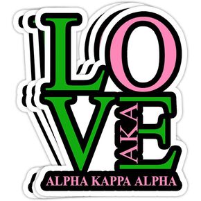 AKA Love, Sorority, Alpha Kappa AKA Paraphernalia Gift Decorations - 4x3 Vinyl Stickers, Laptop Decal, Water Bottle Sticker (Set of 3) in Saudi Arabia