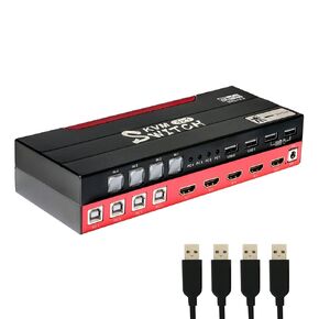 محول HDMI Switch KVM، مشاركة محور USB 2.0، 4K @ 60 هرتز 4: 4: 4 محول كمبيوتر HDR 2.0، 4 أجهزة كمبيوتر في نفس الوقت، توفير Unix/Windows/Debian/Ubuntu/Fedora/Mac OS X Raspbian in Kuwait