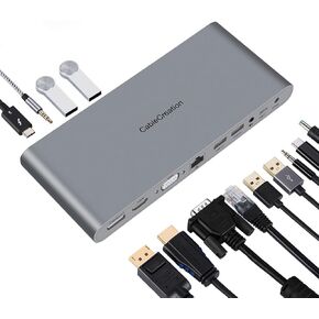 CableCreation 13-in-1 USB C Hub,Thunderbolt 3 Dock w/1.6ft Cable | with DisplayPort, VGA, HDMI, Ethernet, 2 Audio, 4 USB A, USB C PD, for Macbook Pro/Air2019 2018, MacOS Windows USB-C Laptops in Saudi Arabia