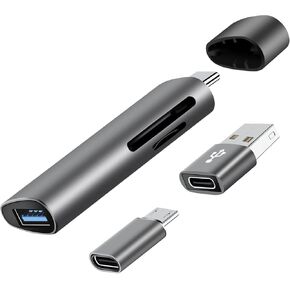 قارئ بطاقات SD USB C، قارئ بطاقات SD 4 في 1، قارئ بطاقات USB C، محول Micro USB الى USB C، محول USB C الى USB، محول USB الى USB C للكمبيوتر وايباد برو وماك بوك برو وجالكسي S20 والمزيد (رمادي) in Kuwait