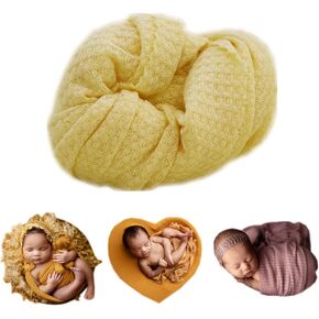 Newborn Photography Props Blanket Wrap Soft Knitted Stretch Baby Boys Girls Photoshoot Prop Cloth (White) in Saudi Arabia