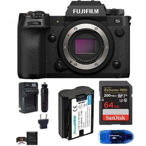 Fujifilm X-H2S Mirrorless Digital Camera Body Bundle, Includes: SanDisk 64GB Extreme PRO SDXC Memory Card, Spare Battery, AC/DC Travel Charger and More (6 Items)
