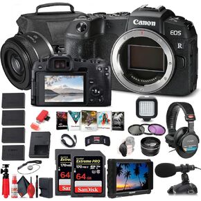 كاميرا Canon EOS RP الرقمية بدون مرآة (الهيكل فقط) (3380C002) + عدسة Canon RF مقاس 50 مم f/1.8 STM + شاشة 4K + سماعات رأس Pro + ميكروفون Pro + بطاقة ذاكرة سعة 2 × 64 جيجابايت + حقيبة + مجموعة مرشح + المزيد (متجددة) in Saudi Arabia