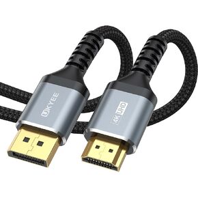 UKYEE 4K Displayport إلى كابل hdmi 6 أقدام، منفذ عرض DP إلى سلك HDMI 6ft 3840X2160P ذكر إلى ذكر لأجهزة الكمبيوتر المحمول in Kuwait