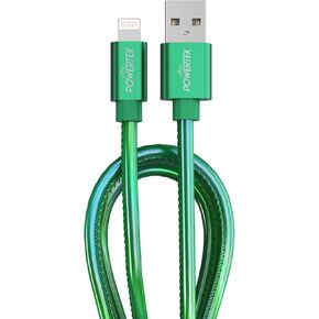 LIQUIPEL Powertek iPhone Charger Cable [MFI Certified], Fast Charging 6ft Lightning to USB Cord Adapter, Compatible for iPad, Metallic Shine (Green) in Kuwait