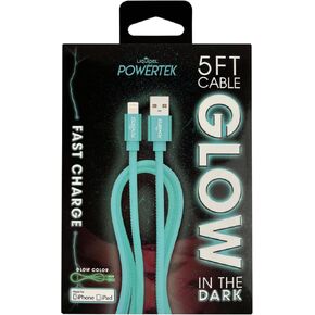 شاحن معتمد من LIQUIPEL Powertek Glow MFi متوافق مع أجهزة Apple iPhone وiPad وكابل 5 أقدام وسلك كابل Lightning إلى USB وكابل Lightning للشحن السريع (أزرق) in Kuwait
