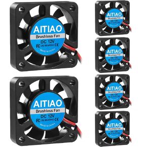 AITIAO 6 قطع 4010 مروحة منفاخ تيار مستمر 12 فولت مراوح تبريد صغيرة بدون فرش 40 × 40 × 10 مم منفاخ طابعة ثلاثية الأبعاد 4010 مراوح محملة بالزيت منفاخ توربيني مع طرفين دبوسين لخافضات حرارة الطارد للطابعة ثلاثية الأبعاد (4010 12 فولت) in Saudi Arabia