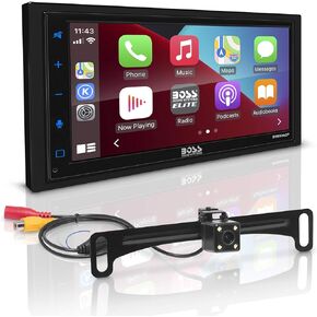 BOSS Audio Systems Elite BV850ACP Car Multimedia Player with Apple CarPlay-Android Auto - Double Din, 6.75 Inch LCD Capacitive Touchscreen, Bluetooth, USB, AM/FM, No CD/DVD, Rear Camera Included