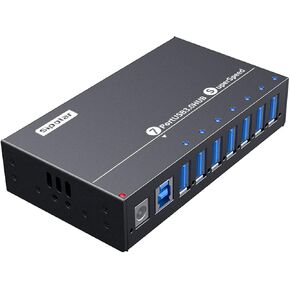 Powered USB Hub, Sipolar 7-Port USB 3.0 Hub with LED Indicator Multiport USB Spilitter with 12V 3A Power Adapter USB Port Expander for Laptops, PC, Computer, Miner, Mobile HDD, Flash Drive and More in Kuwait