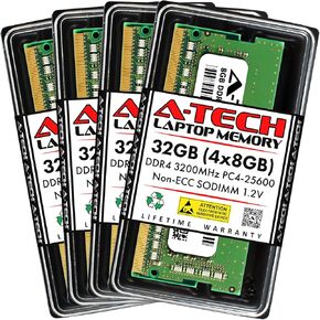 A-Tech 16GB DDR4 3200 MHz SODIMM PC4-25600 (PC4-3200AA) CL22 وحدة ذاكرة الوصول العشوائي للكمبيوتر المحمول غير ECC in Kuwait