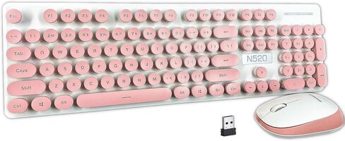CORN Technology N520 Ergonomic Design, Retro Chiclet Round Keycaps, 2.4GHz Wireless Connectivity Silent Typing Keyboard and 1600DPI Mouse Combo for Office and Game (Black) in Kuwait
