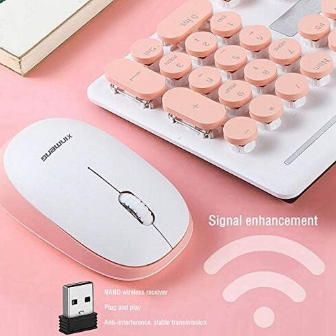 CORN Technology N520 Ergonomic Design, Retro Chiclet Round Keycaps, 2.4GHz Wireless Connectivity Silent Typing Keyboard and 1600DPI Mouse Combo for Office and Game (Black) in Kuwait