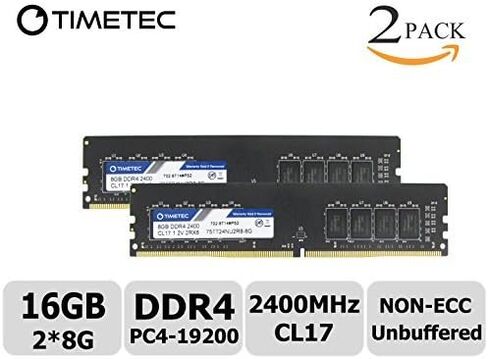 Timetec 32GB KIT(2x16GB) DDR4 2400MHz PC4-19200 Non-ECC Unbuffered 1.2V CL17 2Rx8 Dual Rank 288 Pin UDIMM كمبيوتر سطح المكتب ذاكرة الوصول العشوائي وحدة ترقية (مجموعة 32 جيجابايت (2x16 جيجابايت)) in Kuwait