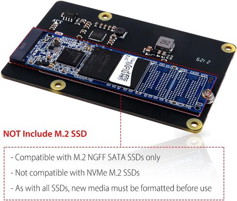 GeeekPi لـ Raspberry Pi 4,X862 V2.0 M.2 NGFF SATA SSD اللوح مع USB 3.1 دعم اتصال Key-B 2280 SSD فقط in Saudi Arabia
