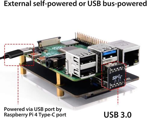 GeeekPi لـ Raspberry Pi 4,X862 V2.0 M.2 NGFF SATA SSD اللوح مع USB 3.1 دعم اتصال Key-B 2280 SSD فقط in Saudi Arabia