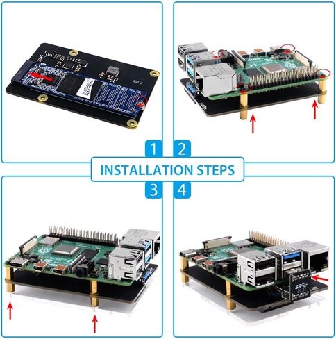 GeeekPi لـ Raspberry Pi 4,X862 V2.0 M.2 NGFF SATA SSD اللوح مع USB 3.1 دعم اتصال Key-B 2280 SSD فقط in Saudi Arabia