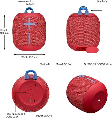 Ultimate Ears WONDERBOOM 2 Portable Bluetooth Speaker- Radical Red (Renewed) in Kuwait