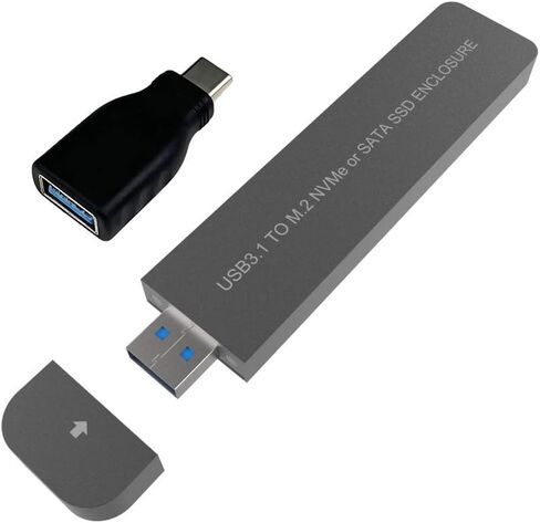 حاوية MIJOBS ألومنيوم M.2 NVME/SATA SSD خارجية 10 جيجابت في الثانية، USB 3.1 Gen 2 Type C (10 جيجابت في الثانية) إلى NVME PCI-E M-Key/SATA PCI-E M-Key ينطبق على الحجم 2242/2260/2280 in Kuwait
