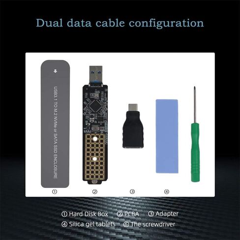 حاوية MIJOBS ألومنيوم M.2 NVME/SATA SSD خارجية 10 جيجابت في الثانية، USB 3.1 Gen 2 Type C (10 جيجابت في الثانية) إلى NVME PCI-E M-Key/SATA PCI-E M-Key ينطبق على الحجم 2242/2260/2280 in Kuwait
