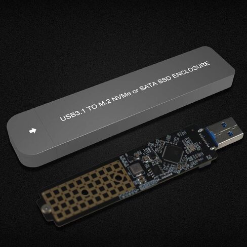 حاوية MIJOBS ألومنيوم M.2 NVME/SATA SSD خارجية 10 جيجابت في الثانية، USB 3.1 Gen 2 Type C (10 جيجابت في الثانية) إلى NVME PCI-E M-Key/SATA PCI-E M-Key ينطبق على الحجم 2242/2260/2280 in Kuwait