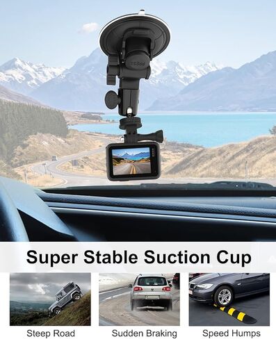 حامل كاميرا التثبيت بالشفط ، حامل كاميرا Aozcu الزجاج الأمامي للسيارة مع قرص لاصق 3M لـ GoPro Max, Hero 9 8 7 6 5, Session 5, DJI OSMO Action, AKAQSO, CamPark, Canon, DSLRs وغيرها من الكاميرات in Kuwait