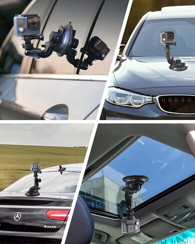 حامل كاميرا التثبيت بالشفط ، حامل كاميرا Aozcu الزجاج الأمامي للسيارة مع قرص لاصق 3M لـ GoPro Max, Hero 9 8 7 6 5, Session 5, DJI OSMO Action, AKAQSO, CamPark, Canon, DSLRs وغيرها من الكاميرات in Kuwait
