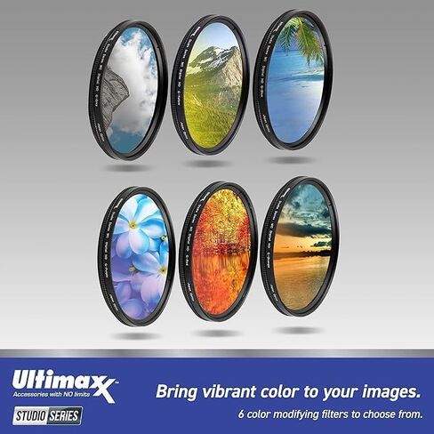 82MM Ultimaxx Professional Six Piece Gradual Color Filter Kit (Orange, Yellow, Blue, Purple, Red, Grey) for Camera Lens with 82MM Filter Thread and Protective Filter Pouch in Saudi Arabia