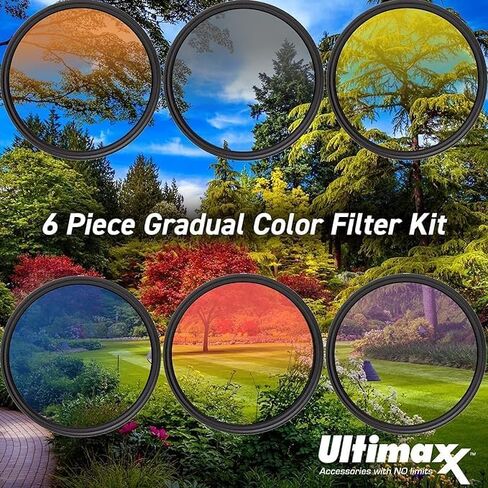82MM Ultimaxx Professional Six Piece Gradual Color Filter Kit (Orange, Yellow, Blue, Purple, Red, Grey) for Camera Lens with 82MM Filter Thread and Protective Filter Pouch in Saudi Arabia